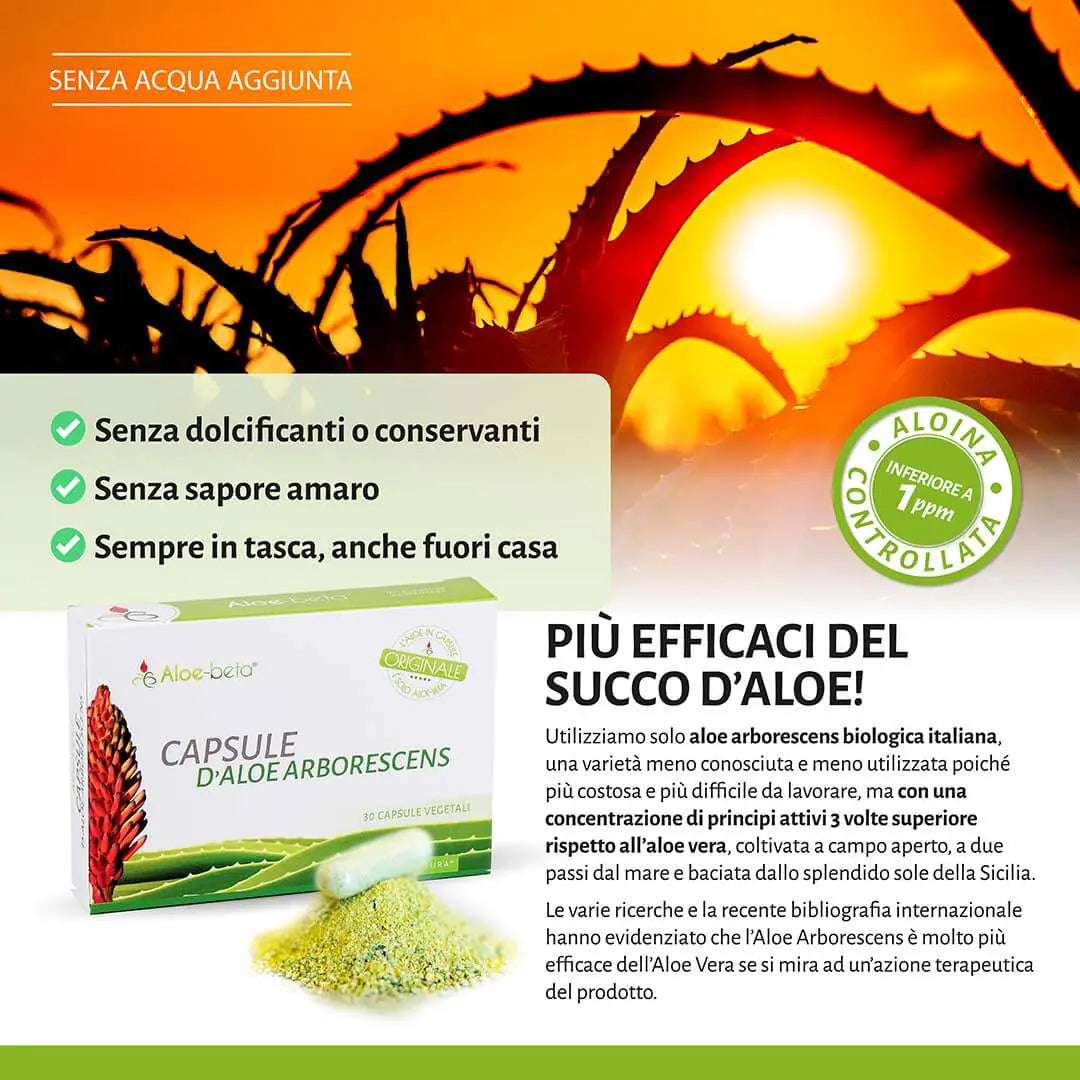 Aloe-beta® Capsule di Aloe Arborescens BIO pura al 100%