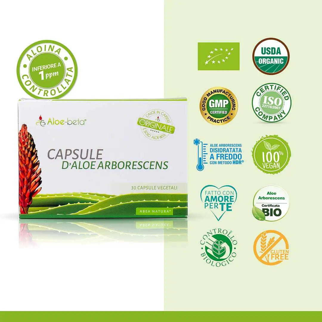 Aloe-beta® Capsule di Aloe Arborescens BIO pura al 100%